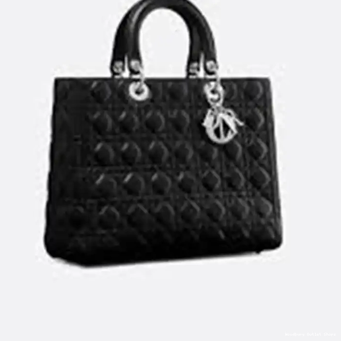 Cheap Silver Large Dior Lambskin Black Bag Cannage Lady 0325 Hot Sale